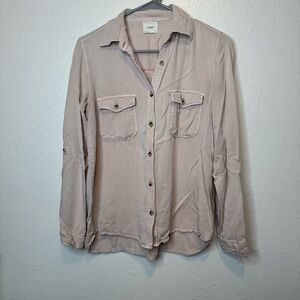 Harper Francesca’s Blush Button Down Roll Sleeves Size Small